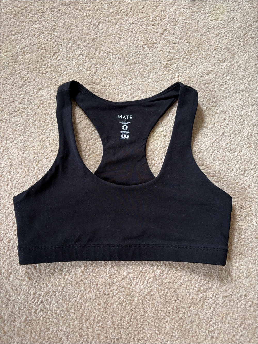 Mate the Label Organic Cotton Black Racerback Sports Bra